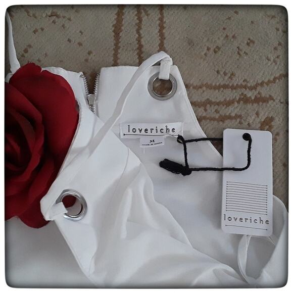 LOVERICHE White Summer Dress A-line Tunic Tank Top Size M Festival Concert Beach - Picture 6 of 7